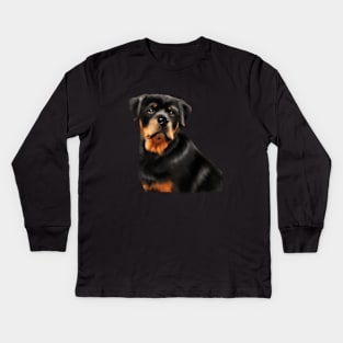 Rottweiler Dog, Dog Lover Kids Long Sleeve T-Shirt